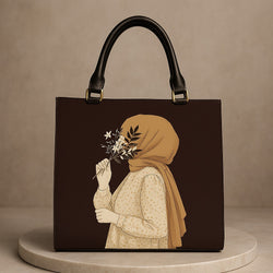 Hijab Girl Dark Brown Canvas Tote Bag