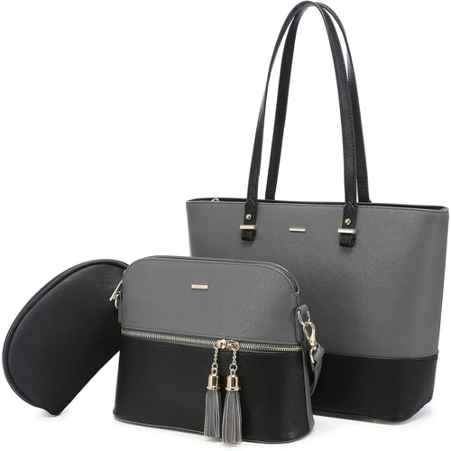 Dream Gray and Black 3 PC Handbag
