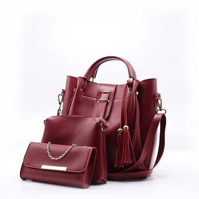 Queen 3 PC Maroon Handbag